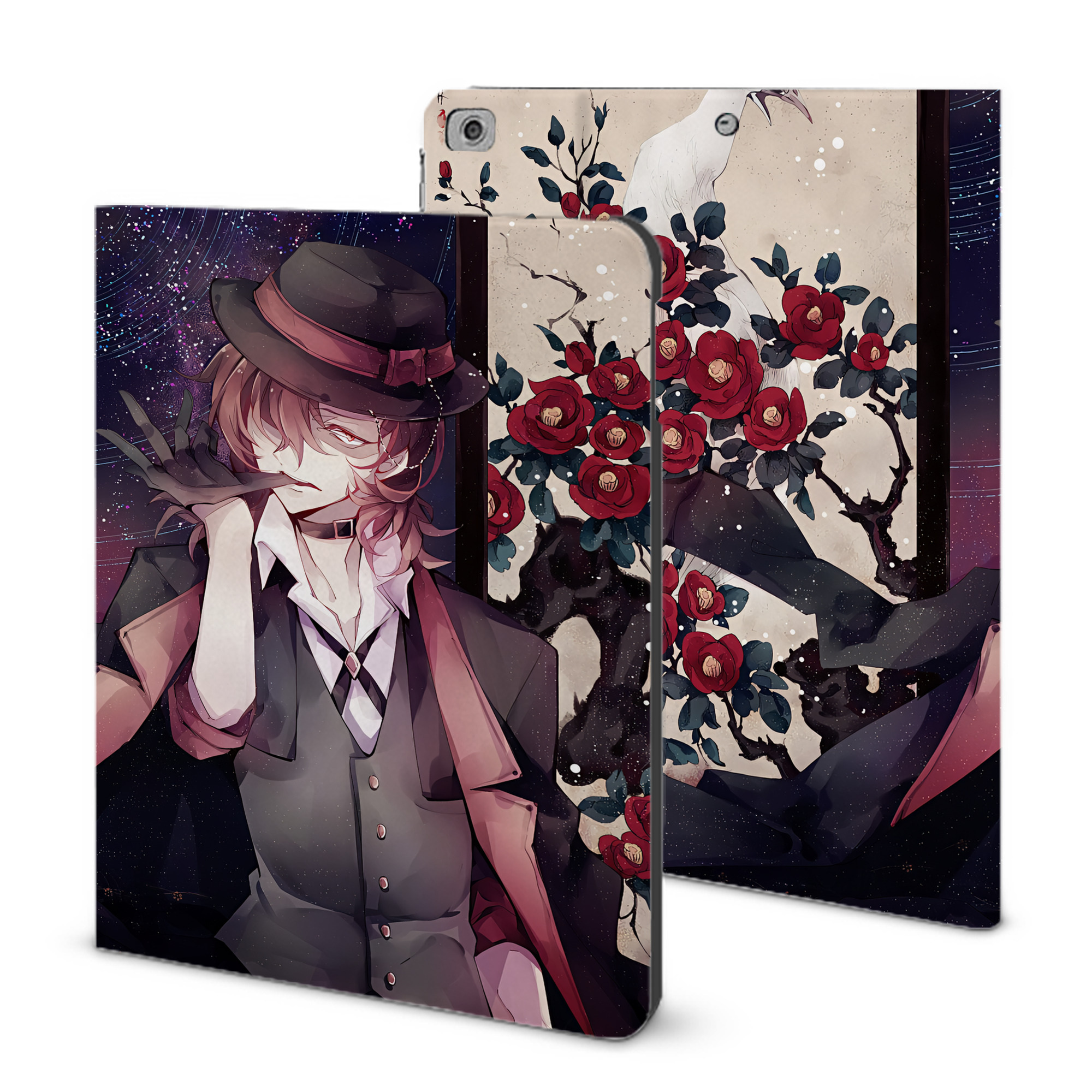 （画像用） 文豪ストレイドッグス Bungo Stray Dogs IPad ケース ブック型 PUレザー TPU 耐衝撃 軽量 薄型 ペン収納なし 全面保護 IPad 各モデル対応
